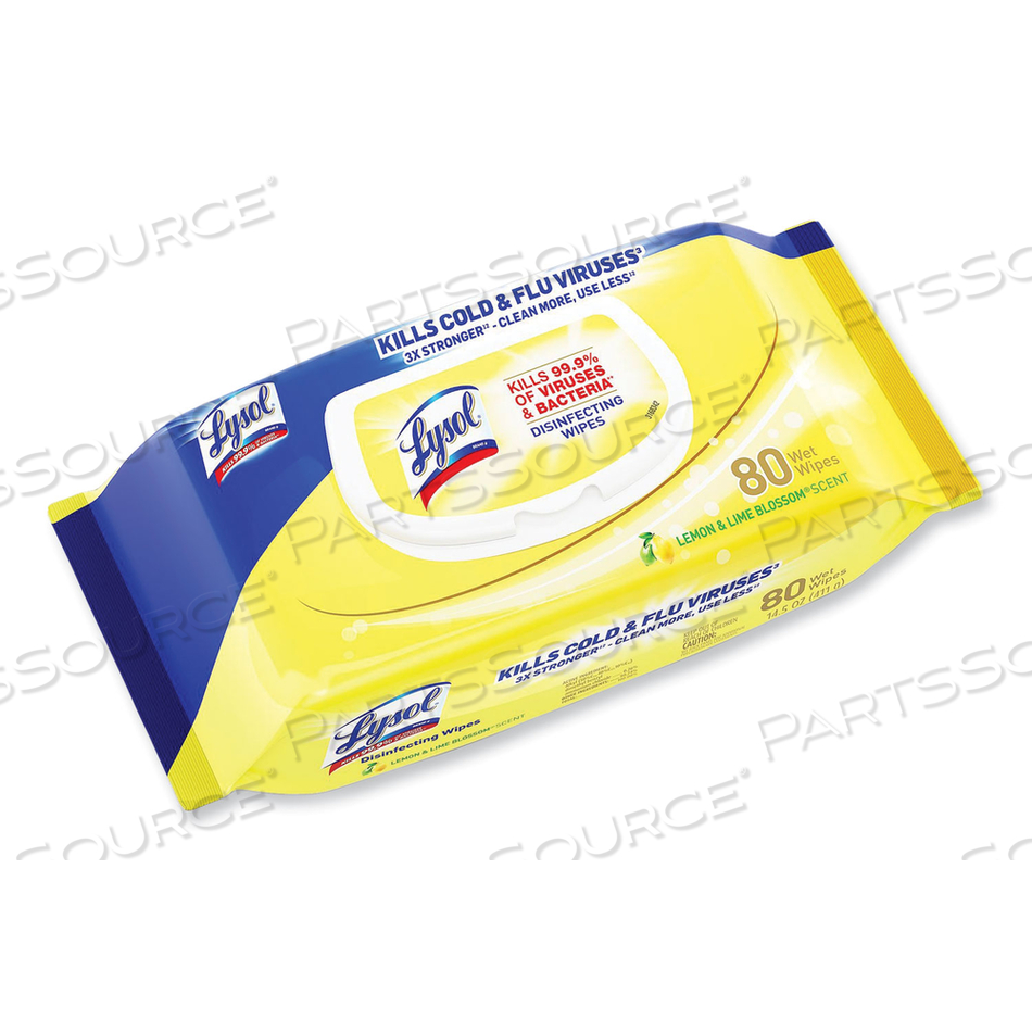 DISINFECTING WIPES FLATPACKS, 6.69 X 7.87, LEMON AND LIME BLOSSOM, 80 WIPES/FLAT PACK, 6 FLAT PACKS/CARTON 