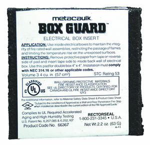 FIRE BARRIER PAD 3-11/16 L 1/4 W by Metacaulk