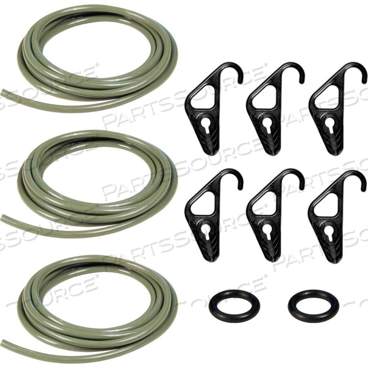 THE BETTER BUNGEE CARGO KIT - (3) 10 FT. X 1/4" CORDS, 2 O-RINGS, & 6 HOOKS - GREEN 