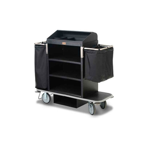 PLASTIC GUEST ROOM ATTENDANT CART W/UNDER DECK SHELF & ORGANIZER, BLACK by Forbes Industries