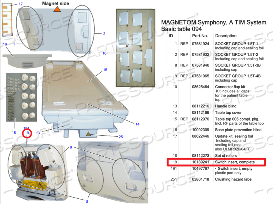 SWITCH INSERT, COMPLETE by Siemens Medical Solutions