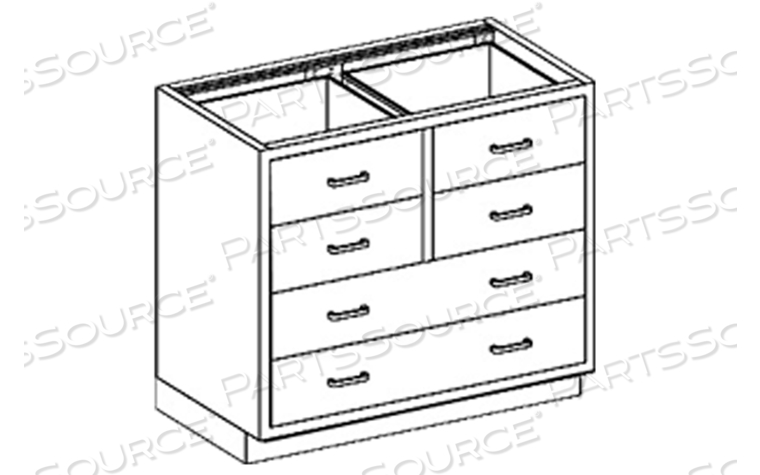 BASE CABINET 35"W X 35 3/4"H X 22"D W/ DRAWERS (4) 1/4-1/2 35" OVER (2) 1/4-1 35" by Blickman BASE CABINET 35"W X 35 3/4"H X 22"D W/ DRAWERS (4) 1/4-1/2 35" OVER (2) 1/4-1 35" by Blickman