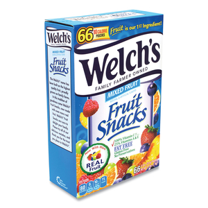 FRUIT SNACKS, MIXED FRUIT, 0.9 OZ POUCH, 66 POUCHES/BOX by Welch's