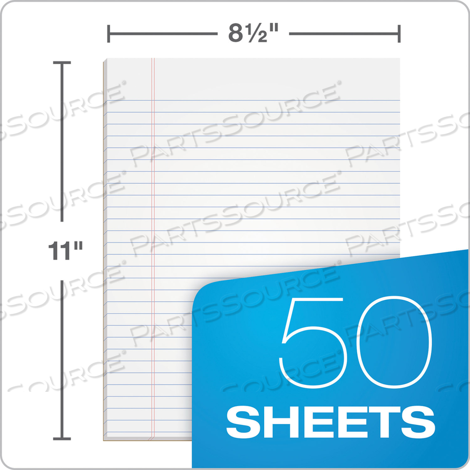 "THE LEGAL PAD" GLUE TOP PADS, WIDE/LEGAL RULE, 50 WHITE 8.5 X 11 SHEETS by Tops