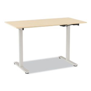 ESSENTIALS ELECTRIC SIT-STAND TWO-COLUMN WORKSTATION, 47.2" X 23.6" X 28.7" TO 48.4", NATURAL WOOD/LIGHT GRAY by Union & Scale