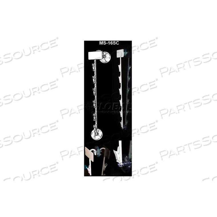 METAL MERCHANDISING STRIPS W/TWO SUCTION CUPS, 6 STATIONS, 15-1/2"L by Clip Strip Corp.