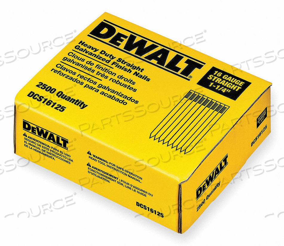 STRAIGHT FINISH NAIL 16GA 1-1/2IN PK2500 by DeWalt
