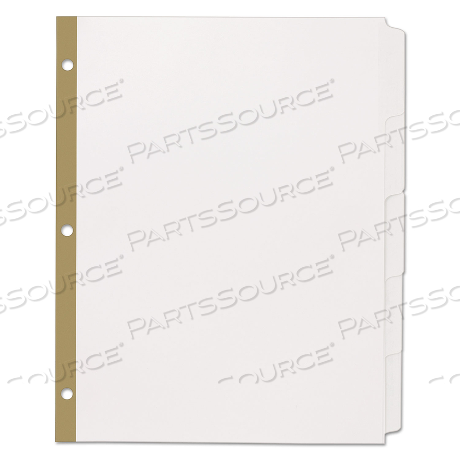 INDEX DIVIDERS WITH WHITE LABELS, 5-TAB, 11 X 8.5, WHITE, 25 SETS 