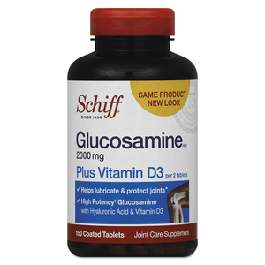 GLUCOSAMINE 2000 MG PLUS VITAMIN D3 COATED TABLET, 150 COUNT by Schiff