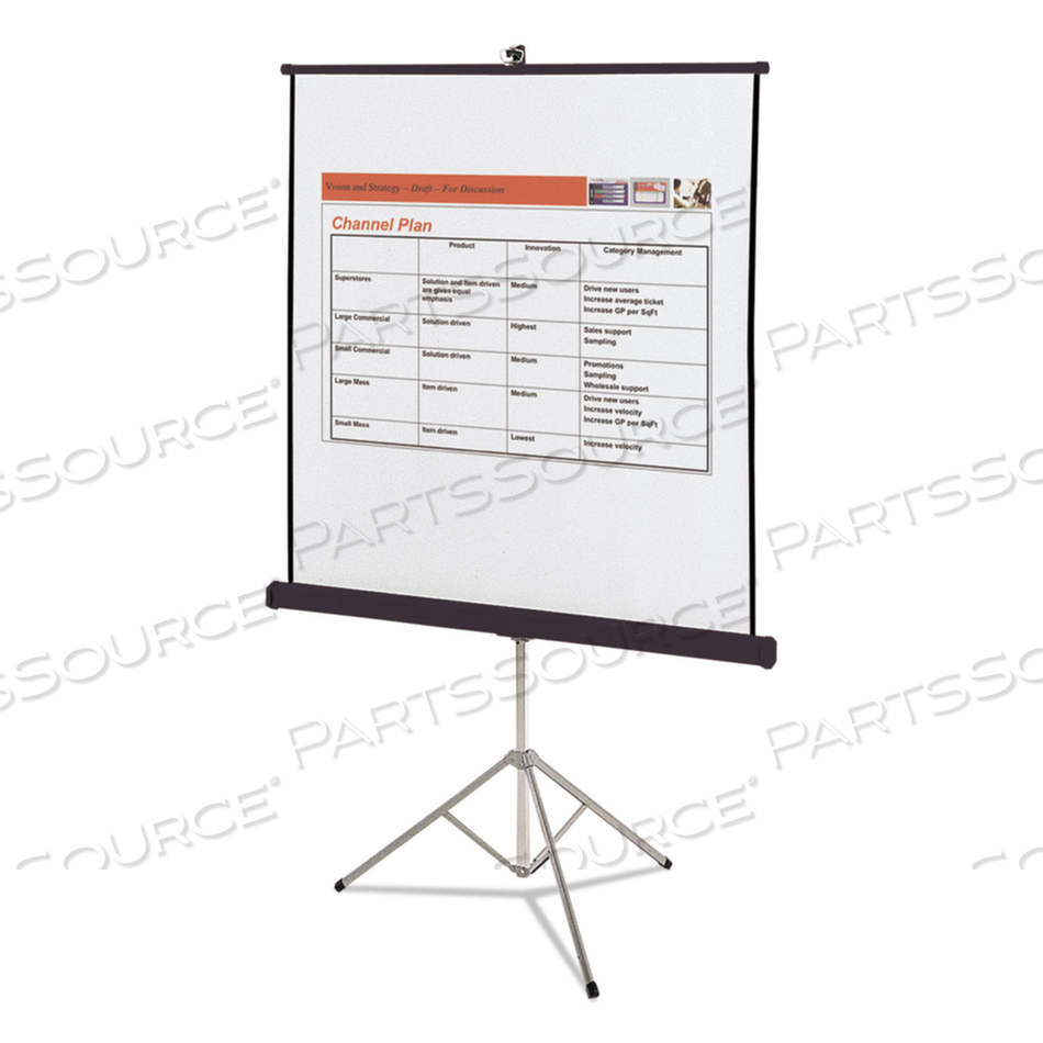PORTABLE TRIPOD PROJECTION SCREEN, 70 X 70, WHITE MATTE FINISH by Quartet