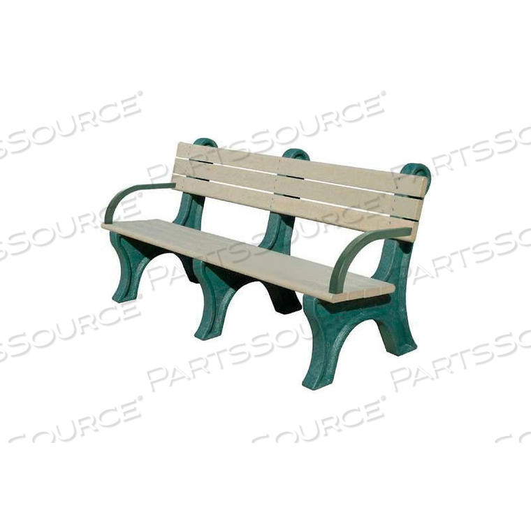 PARK CLASSIC 6 FT. BACKED BENCH WITH ARMS, GREEN BENCH/GREEN FRAME 