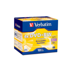 DVD+RW, 1X-4X SPEED, 4.7GB, BRANDED, 10/PK by Verbatim