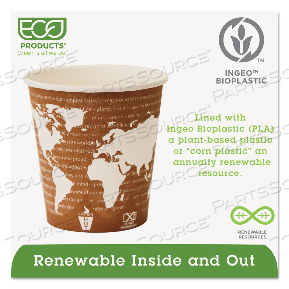 WORLD ART RENEWABLE AND COMPOSTABLE HOT CUPS, 10 OZ by Eco-Products
