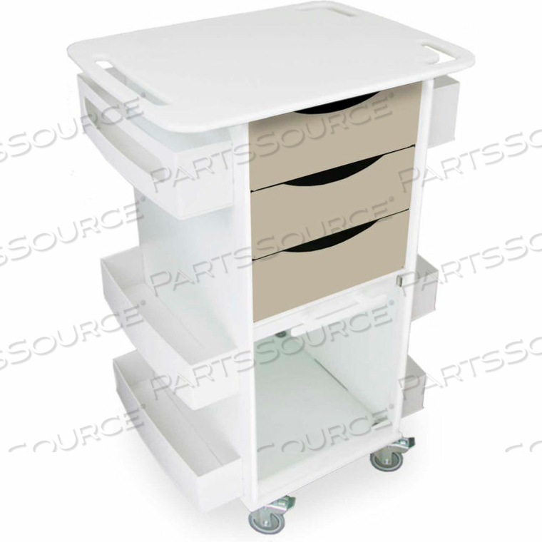 DELUXE MEDICAL CART WITH CLEAR SLIDING DOOR, ALMOND BEIGE, 23"W X 19"D X 35"H by TrippNT, Inc