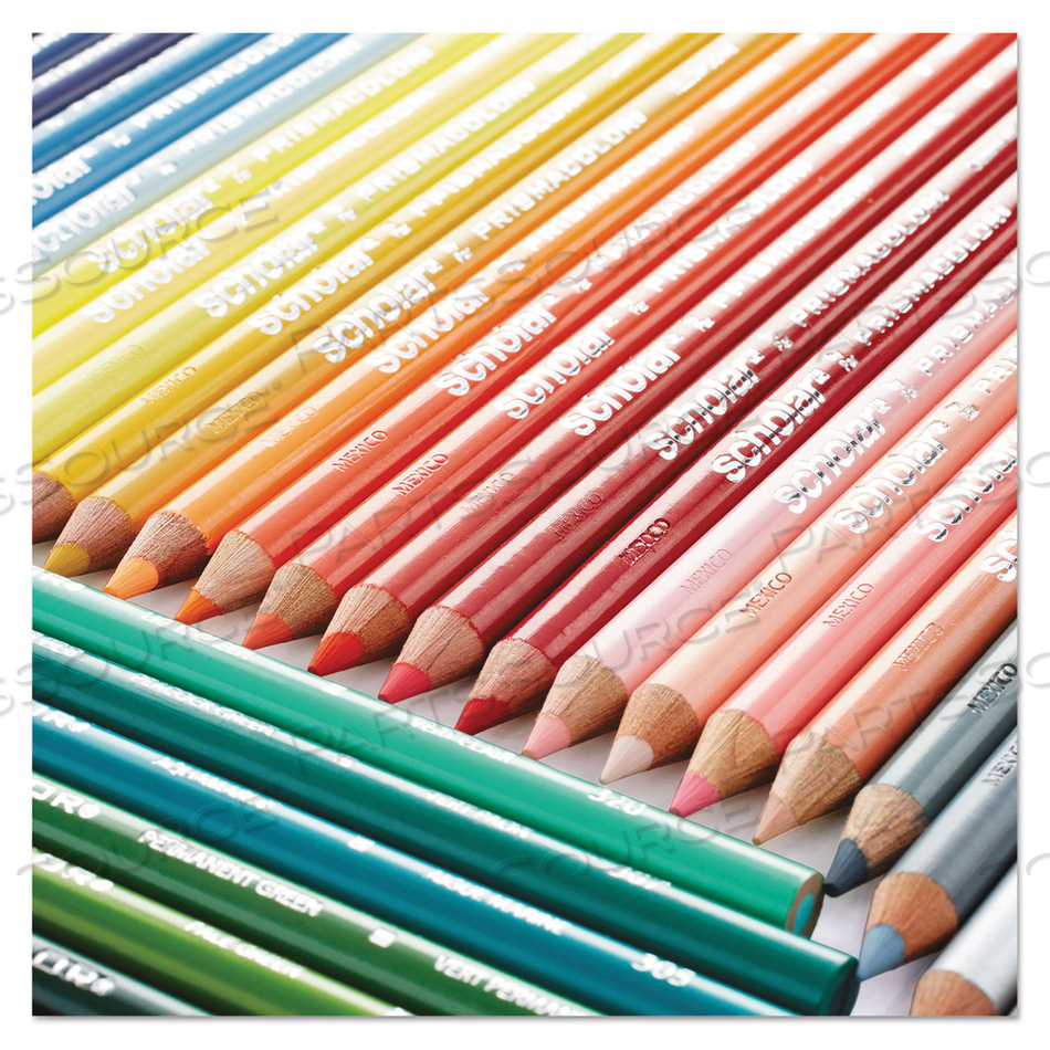 SCHOLAR COLORED PENCIL SET, 3 MM, HB (#2.5), ASSORTED LEAD/BARREL COLORS, 48/PACK 