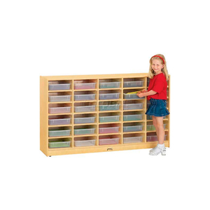 30 TRAY MOBILE CUBBIE WITHOUT PAPER-TRAYS, 60"W X 15"D X 35-1/2"H, BIRCH PLYWOOD by Jonti-Craft Inc