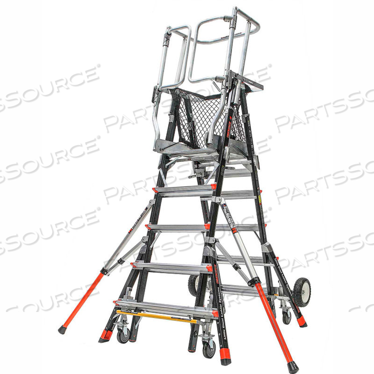 FIBERGLASS AERIAL SAFETY CAGE LADDER, 5-9' TYPE 1AA by Little Giant
