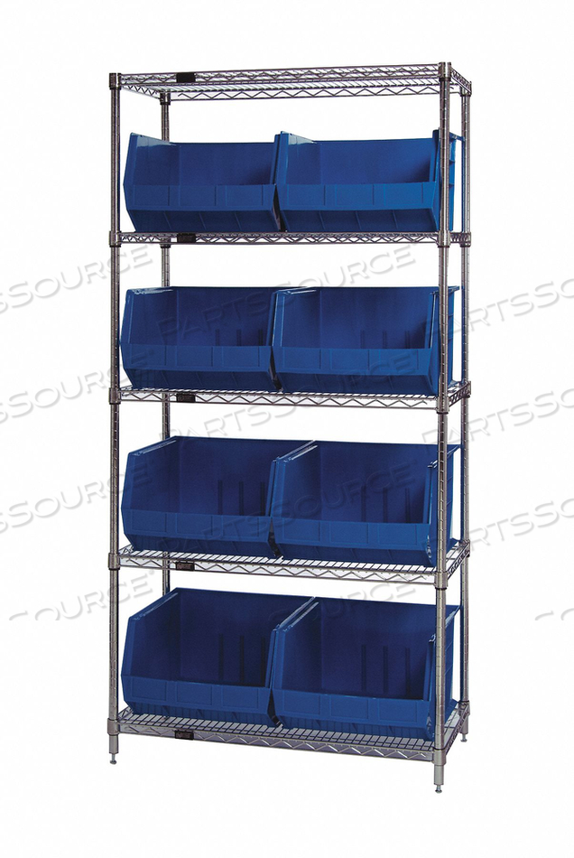 E3964 BIN SHELVING 74 OVERALL H 8 BINS BLUE by Quantum Storage Systems E3964 BIN SHELVING 74 OVERALL H 8 BINS BLUE by Quantum Storage Systems