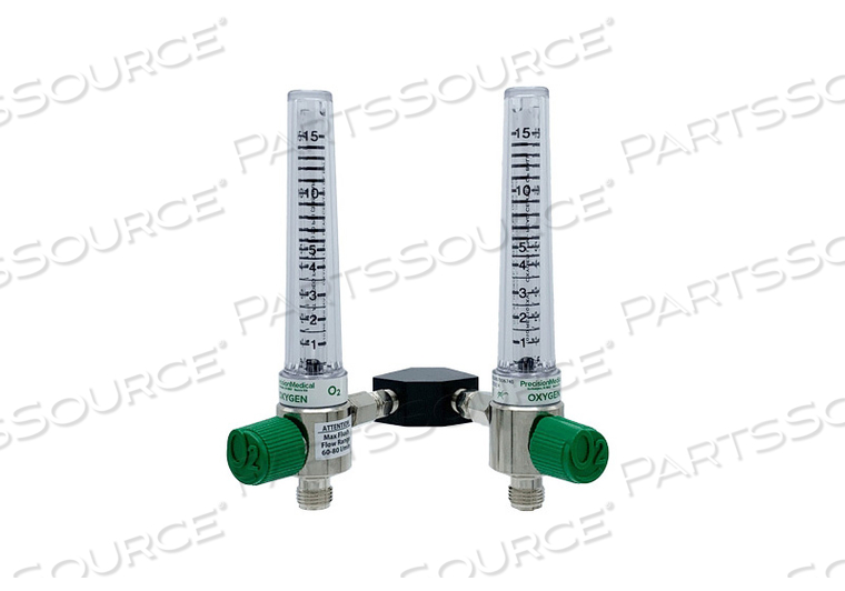 CHEMETRON Y BLOCK OXYGEN FLOWMETER, 0 TO 15 LPM FLOW, POLYCARBONATE, CHROME PLATED by Precision Medical, Inc. CHEMETRON Y BLOCK OXYGEN FLOWMETER, 0 TO 15 LPM FLOW, POLYCARBONATE, CHROME PLATED by Precision Medical, Inc.
