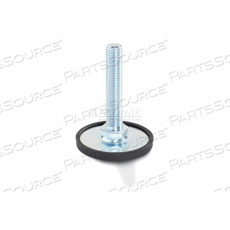 LEVELING FOOT W/PLASTIC CAP, 1/2-13 X 5.91" STUD, 3.15" BASE DIA, 6.42"H, 2250 LBS. CAP, STEEL 