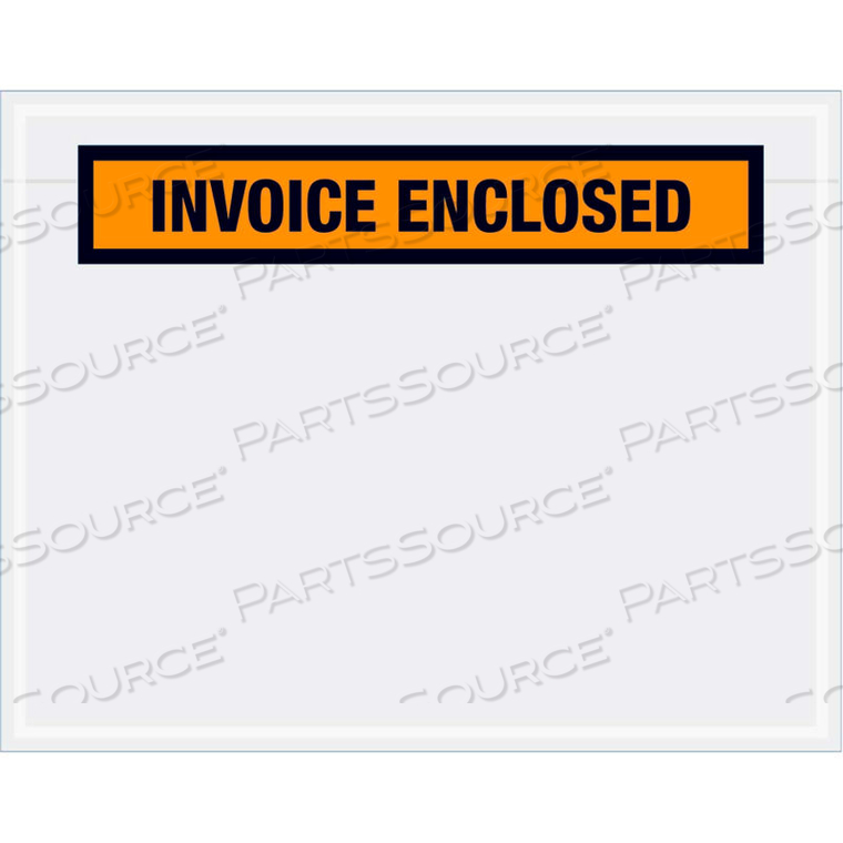 PANEL FACE ENVELOPES - "INVOICE ENCLOSED" 7 X 5-1/2" ORANGE - 1000/CASE by The Packaging Wholesalers