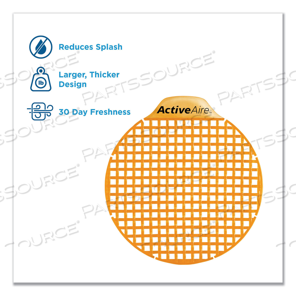 ACTIVEAIRE DEODORIZER URINAL SCREEN WITH SIDE TAB, SUNSCAPE MANGO SCENT, ORANGE by Georgia-Pacific