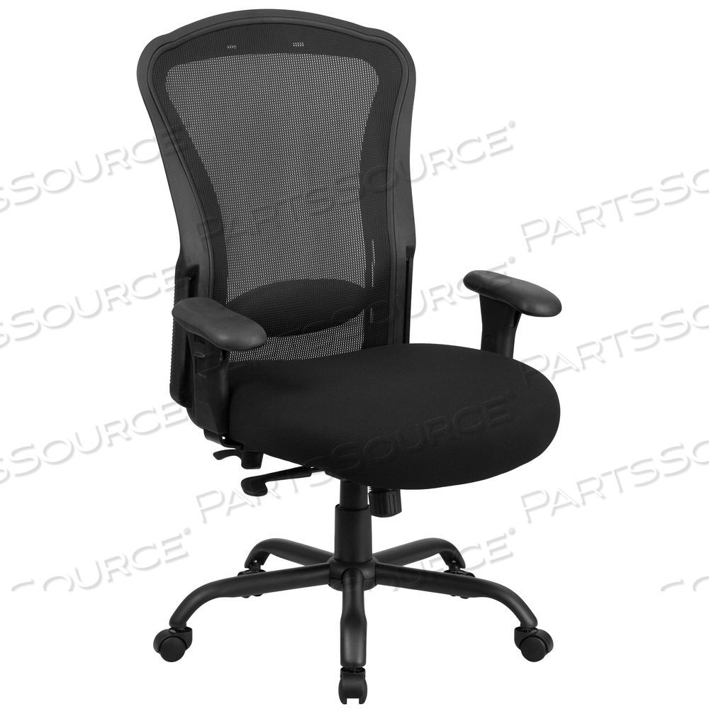 HERCULES SERIES 24/7 INTENSIVE USE BIG & TALL 400 LB. RATED BLACK MESH MULTIFUNCTION SYNCHRO-TILT ERGONOMIC OFFICE CHAIR by Flash Furniture