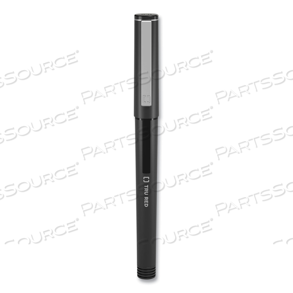 ROLLER BALL PEN, STICK, FINE 0.5 MM NEEDLE TIP, BLACK INK, BLACK BARREL by TRU RED ROLLER BALL PEN, STICK, FINE 0.5 MM NEEDLE TIP, BLACK INK, BLACK BARREL by TRU RED