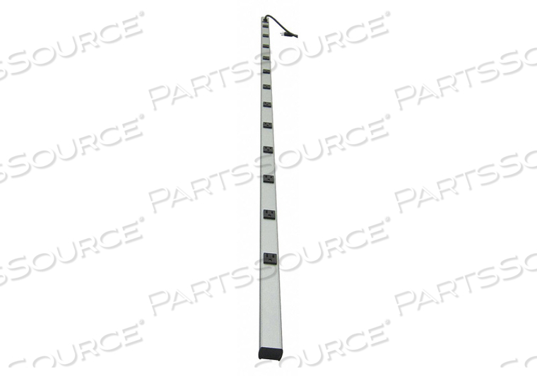 OUTLET STRIP, APPLICATION WORKBENCH AND CABINET, HOUSING MATERIAL ALUMINUM, TOTAL NUMBER OF OUTLETS 12, MAX. AMPS 15 A, CORD LENGTH 6 FT, NU by Power First