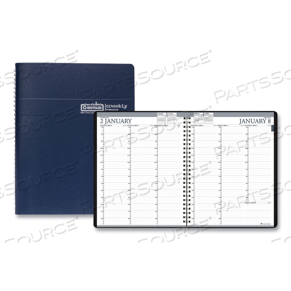 RECYCLED PROFESSIONAL WEEKLY PLANNER, 15-MINUTE APPTS, 11 X 8.5, BLUE WIREBOUND SOFT COVER, 12-MONTH (JAN TO DEC): 2023 by House Of Doolittle