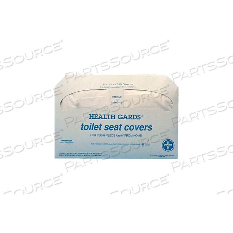 HEALTH GARDS TOILET SEAT COVERS, WHITE 250 COVERS/PACK 20/CASE by Hospital Specialty Company