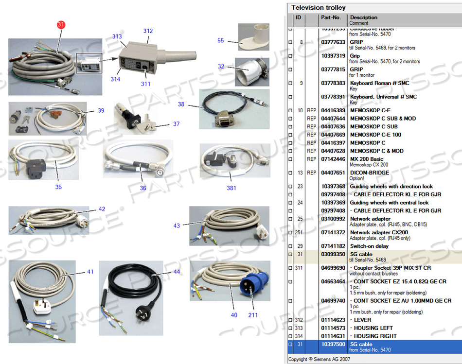 C-ARM SG CABLE by Siemens Medical Solutions
