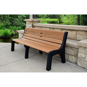 FROG FURNISHINGS RECYCLED PLASTIC 4 FT. BENCH WITH BACK - NEWPORT SERIES - CEDAR by Jayhawk Plastics