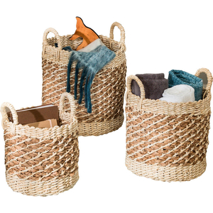 COASTAL COLLECTION NESTING TEA STAINED WOVEN BASKETS SET, 3/PK by Honey-Can-Do