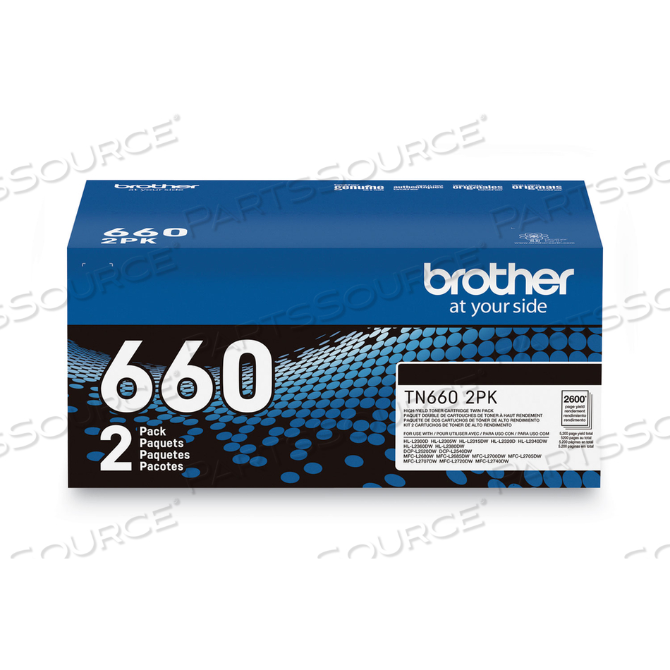 TN6602PK HIGH-YIELD TONER, 2,600 PAGE-YIELD, BLACK by Brother