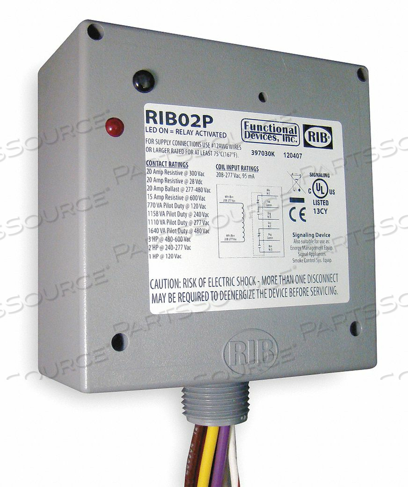 PREWIRED RELAY 208-277VAC 20A DPDT by RIB