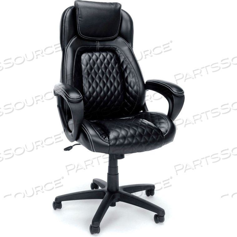 ESSENTIALS HIGH-BACK RACING STYLE LEATHER EXECUTIVE CHAIR, BLACK 