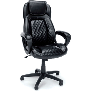 ESSENTIALS HIGH-BACK RACING STYLE LEATHER EXECUTIVE CHAIR, BLACK by OFM Inc