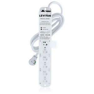 MEDICAL GRADE POWER STRIP, 125 VAC, 20 A, 60 HZ, 7 FT LG CORD, MEETS ETL, UL, 6.9 IN X 2.2 IN X 19 IN by Leviton