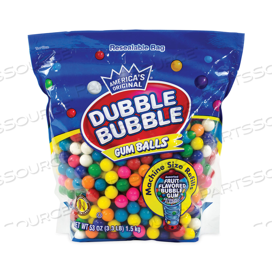 ORIGINAL GUM BALLS, 3.3 LB BAG, ASSORTED FLAVORS 