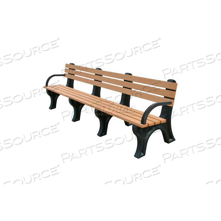 ECONO-MIZER 8 FT. BACKED BENCH WITH ARMS, CEDAR BENCH/BROWN FRAME by Polly Products