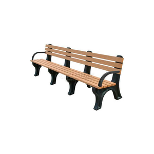ECONO-MIZER 8 FT. BACKED BENCH WITH ARMS, CEDAR BENCH/BROWN FRAME by Polly Products