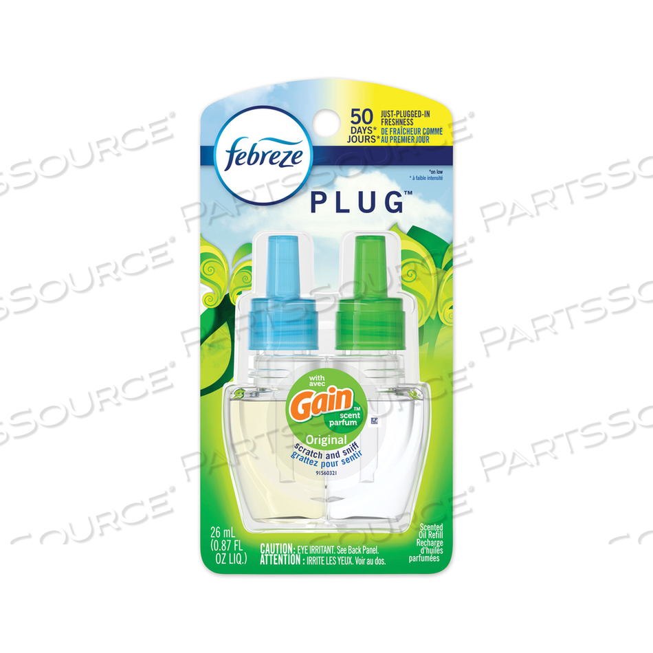 PLUG AIR FRESHENER REFILLS, GAIN ORIGINAL, 0.87 OZ, 6/CARTON 