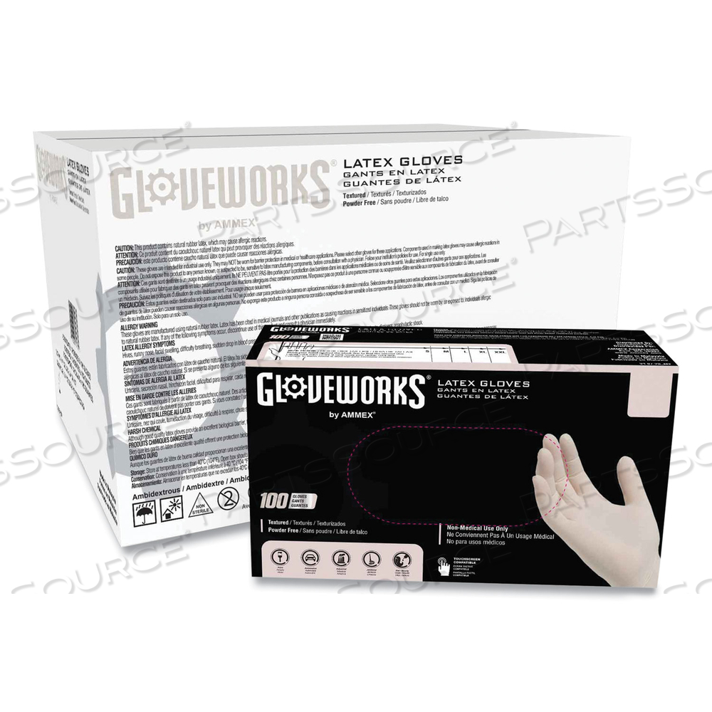 LATEX DISPOSABLE GLOVES, POWDER-FREE, 4 MIL, X-LARGE, IVORY, 100 GLOVES/BOX, 10 BOXES/CARTON 