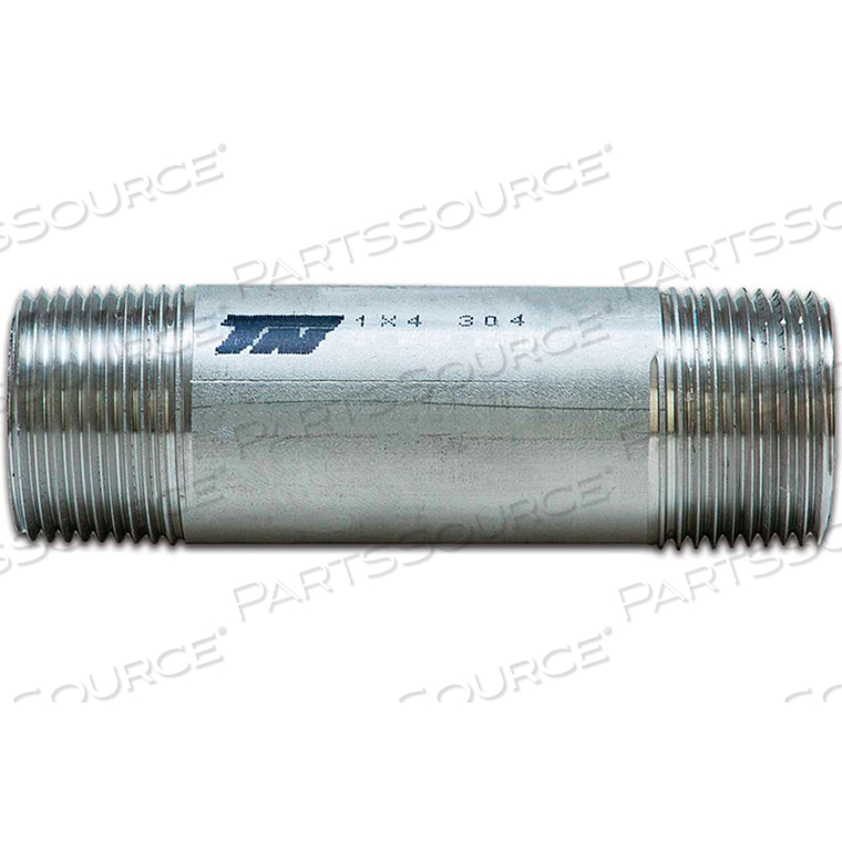 1/2" X 2-1/2" SEAMLESS PIPE NIPPLE, SCHEDULE 80, 304 STAINLESS STEEL 