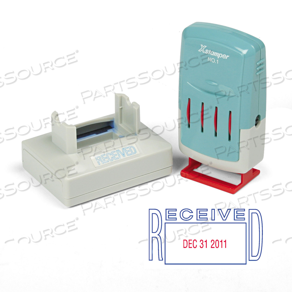 VERSADATER MESSAGE DATER, 2.13 X 1.31, RECEIVED, BLUE/RED by Xstamper