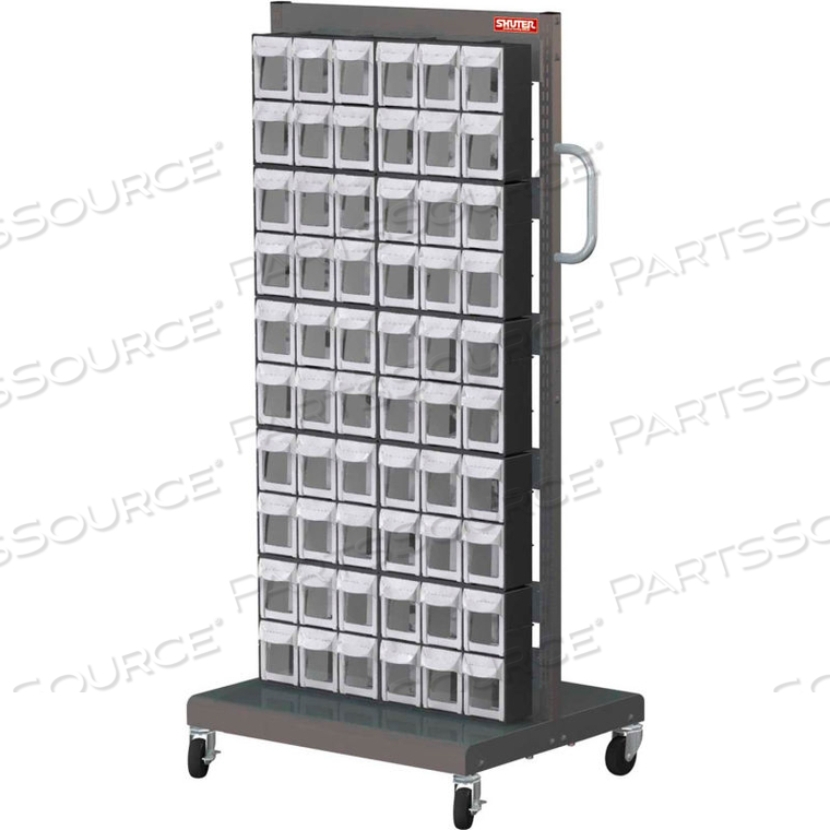 SHUTER FLIP OUT BIN MOBILE PARTS CART - DOUBLE SIDED WITH 120 BINS by LDS Industries LLC
