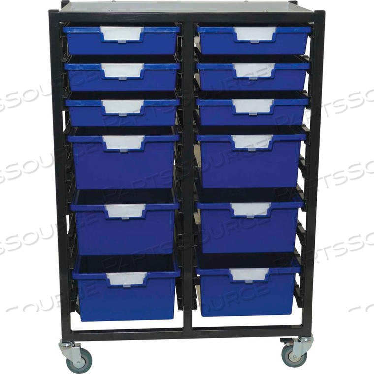 STORSYSTEM METAL TOTE CART - 12 STANDARD WIDTH BLUE TOTES 29-1/2" X 17-7/8" X 40-3/4" 