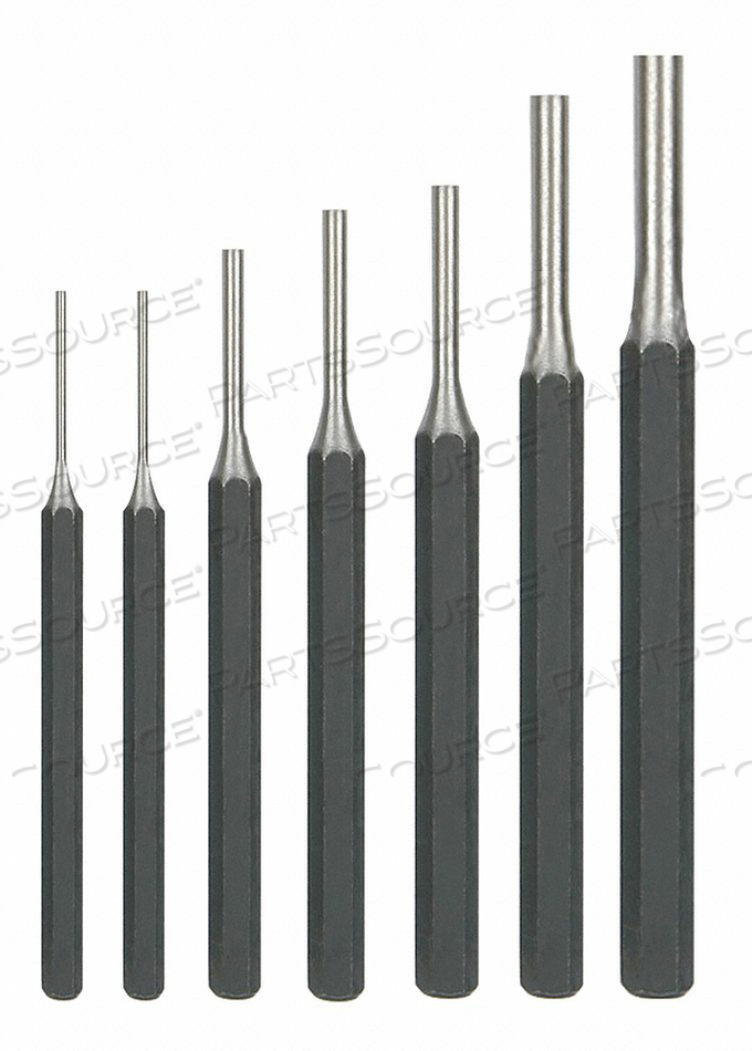 DRIVE PIN PUNCH SET, SET TYPE PUNCH SET, TYPES INCLUDED PIN PUNCH, NUMBER OF PIECES 7, BLADE TIP SHAPE STRAIGHT, INCLUDES HANDLE NO, CHISEL by Westward DRIVE PIN PUNCH SET, SET TYPE PUNCH SET, TYPES INCLUDED PIN PUNCH, NUMBER OF PIECES 7, BLADE TIP SHAPE STRAIGHT, INCLUDES HANDLE NO, CHISEL by Westward