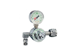 ADJUSTABLE SINGLE STAGE REGULATOR, CGA 540 HAND TIGHT NUT AND NIPPLE, 0 TO 100 PSI DELIVERY, 3000 PSI INLET, MEETS FDA, ISO 9001, 2 IN DIA by Western Enterprises